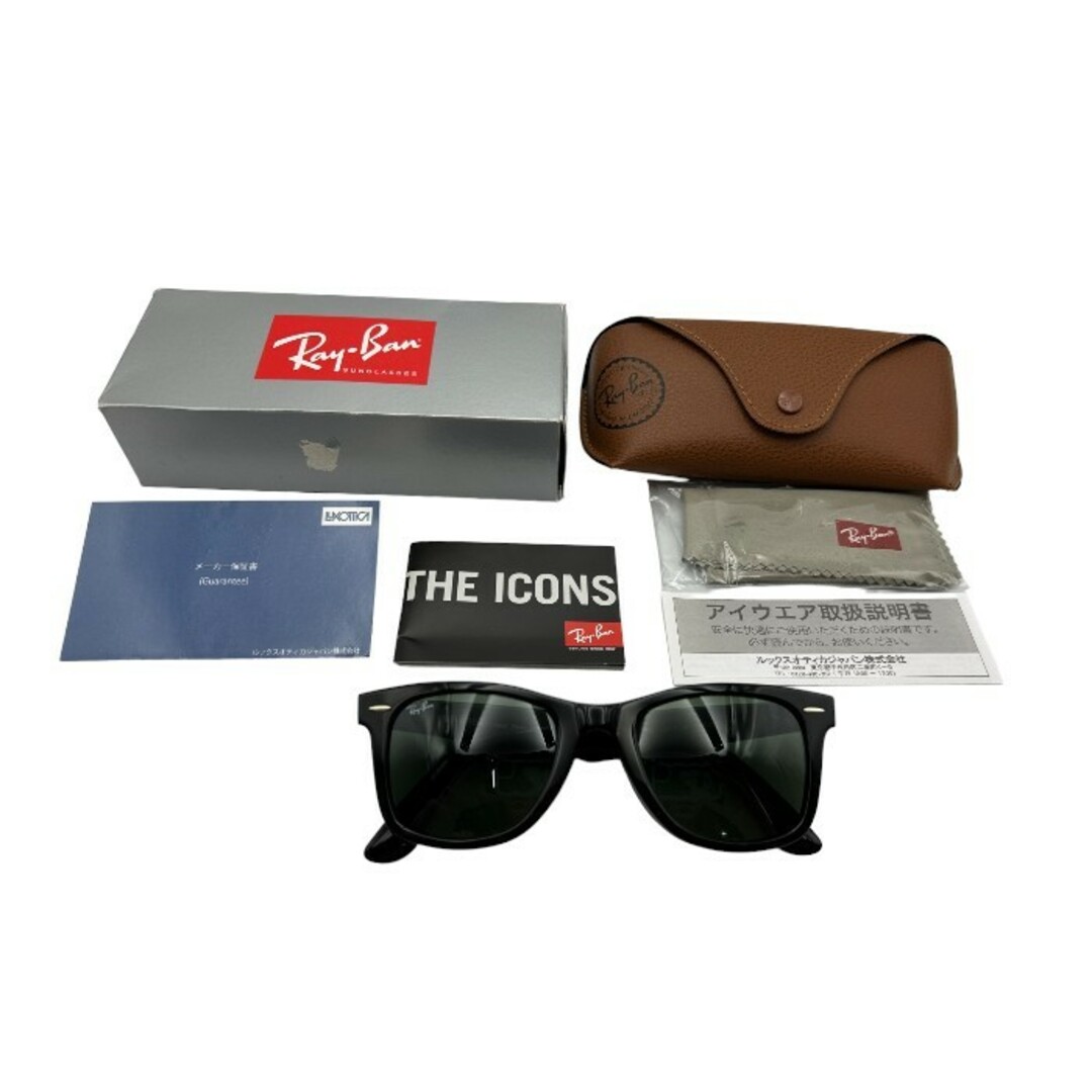 Ray-Ban(レイバン)のRay・Ban レイバン ウェイファーラー サングラス RB2140F ブラック グリーン メンズ ファッション カラーレンズ WAYFARER スクエア 中古 W４ メンズのファッション小物(サングラス/メガネ)の商品写真