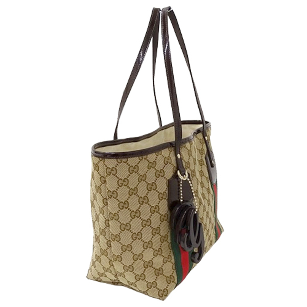 Gucci(グッチ)のグッチ GUCCI バッグ レディース ブランド トートバッグ GGキャンバス シェリー ブラウン ベージュ 211971 肩掛け おしゃれ 【中古】 レディースのバッグ(トートバッグ)の商品写真