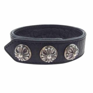 クロムハーツ(Chrome Hearts)のCHROME HEARTS クロムハーツ（原本無） ブレスレット 3BTN 2SNP クロスボール 3ボタン 2スナップ レザーブレスレット ブラック系【中古】(ブレスレット)