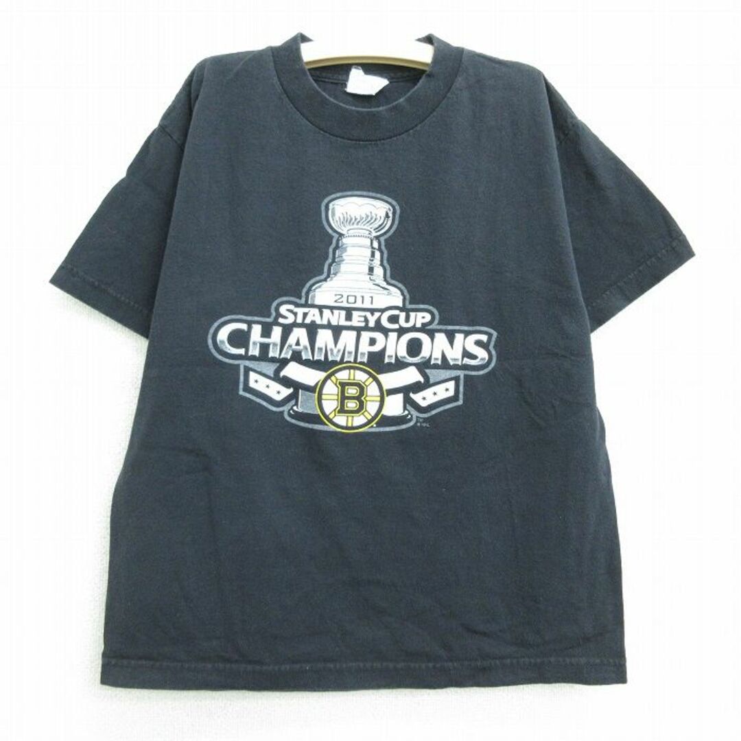 Reebok(リーボック)の古着 リーボック REEBOK 半袖 Tシャツ キッズ ボーイズ 子供服 NHL ボストンブルーインズ 11 コットン クルーネック 黒 ブラック アイスホッケー 22jul01 キッズ/ベビー/マタニティのベビー服(~85cm)(シャツ/カットソー)の商品写真