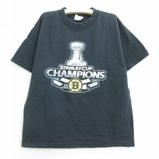 古着 リーボック REEBOK 半袖 Tシャツ キッズ ボーイズ 子供服 NHL ボストンブルーインズ 11 コットン クルーネック 黒 ブラック アイスホッケー 22jul01