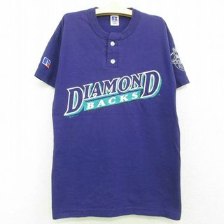 古着 ラッセル 半袖 ビンテージ Tシャツ キッズ ボーイズ 子供服 00年代 00s アリゾナダイヤモンドバックス 野球 ヘンリーネック 濃紫 パープル 22jul29(シャツ/カットソー)