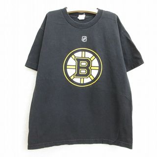 リーボック(Reebok)の古着 リーボック REEBOK 半袖 Tシャツ キッズ ボーイズ 子供服 NHL ボストンブルーインズ コットン クルーネック 黒 ブラック アイスホッケー 22aug02(シャツ/カットソー)