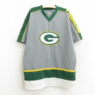 古着 半袖 ビンテージ Tシャツ キッズ ボーイズ 子供服 90年代 90s NFL グリーンベイパッカーズ ラグラン Vネック グレー他 アメフト スーパーボウル 22aug03(シャツ/カットソー)