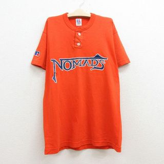 古着 ラッセル 半袖 ビンテージ Tシャツ キッズ ボーイズ 子供服 00年代 00s NOMADAS 13 ヘンリーネック オレンジ 22aug04(シャツ/カットソー)