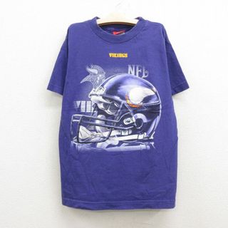 古着 半袖 ビンテージ Tシャツ 00年代 00s NFL ミネソタバイキング コットン クルーネック 紫 パープル アメフト スーパーボウル 22aug04(シャツ/カットソー)