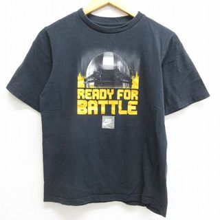 ナイキ(NIKE)の古着 ナイキ NIKE 半袖 Tシャツ キッズ ボーイズ 子供服 アメフト コットン クルーネック 黒 ブラック 22aug09(シャツ/カットソー)