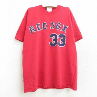 マジェスティック(Majestic)の古着 マジェスティック 半袖 Tシャツ キッズ ボーイズ 子供服 MLB ボストンレッドソックス ジェイソンバリテック 33 コットン クルーネック 赤 レッド メジャーリーグ ベースボール 野球 22aug09(シャツ/カットソー)