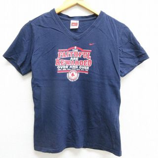 ナイキ(NIKE)の古着 ナイキ NIKE 半袖 ビンテージ Tシャツ キッズ ガールズ 子供服 00年代 00s MLB ボストンレッドソックス ワールドシリーズ Vネック 紺 ネイビー メジャーリーグ ベースボール 野球 22aug09(シャツ/カットソー)