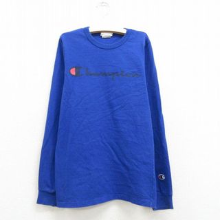 チャンピオン(Champion)の古着 チャンピオン champion 長袖 Tシャツ キッズ ボーイズ 子供服 ビッグロゴ コットン クルーネック 青 ブルー 22oct14(シャツ/カットソー)