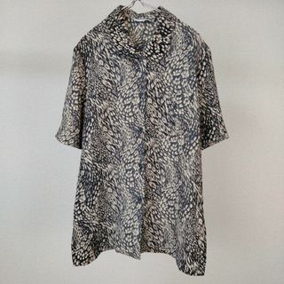 ヴィンテージ(VINTAGE)の90s vintage 総柄　ヒョウ柄　レオパード　開衿シャツ　古着　Y2K(シャツ/ブラウス(半袖/袖なし))