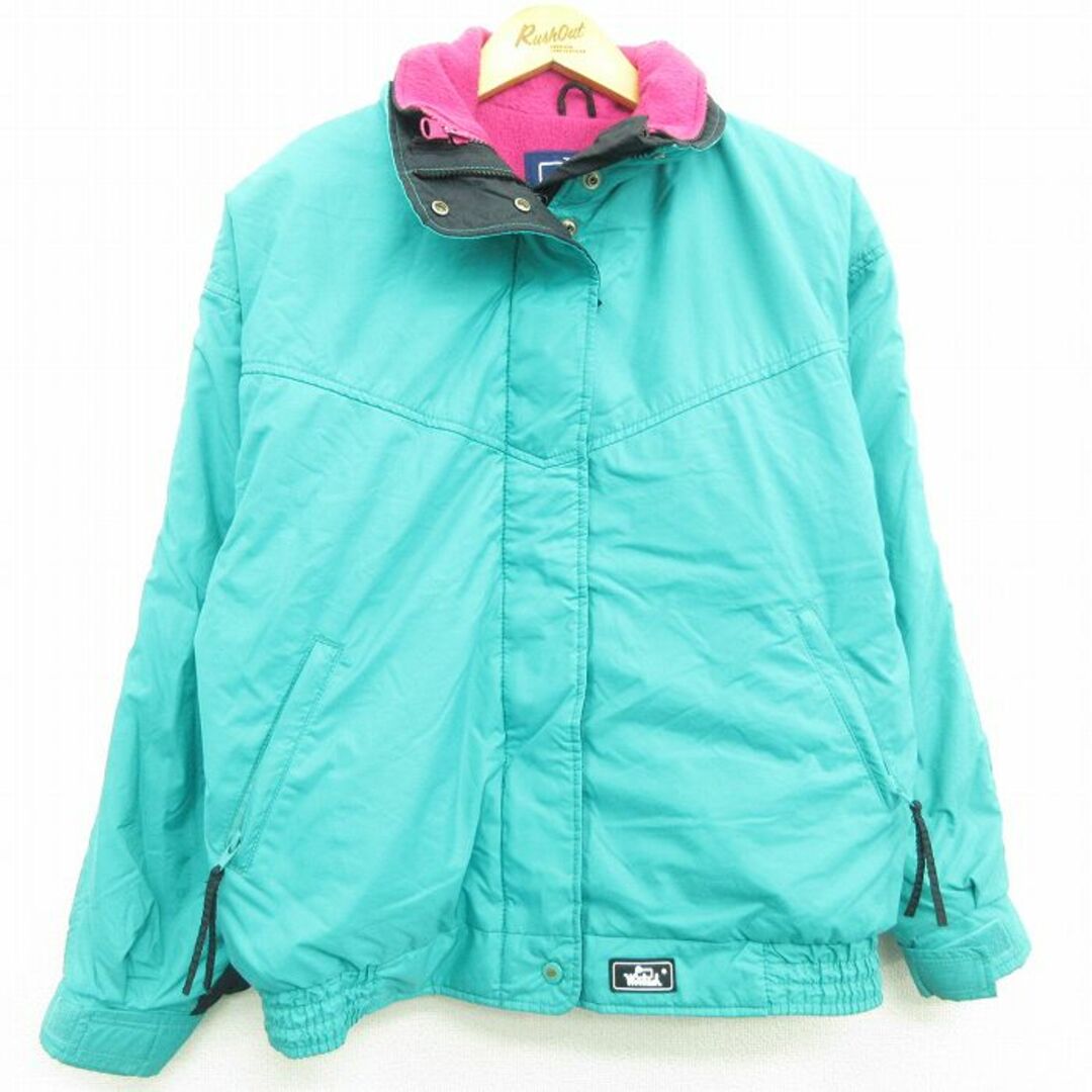 WOOLRICH(ウールリッチ)の古着 ウールリッチ WOOLRICH 長袖 ナイロン ジャケット レディース 90年代 90s 青緑系他 内側フリース 22nov28 中古 アウター ウインドブレーカー レディースのジャケット/アウター(ロングコート)の商品写真