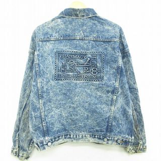 【70%OFF】XL★古着 長袖 ジージャン メンズ 90年代 90s ケミカルウォッシュ コットン USA製 紺 ネイビー デニム 【spe】 22nov24 中古 アウター Gジャン ジャケット(ダッフルコート)