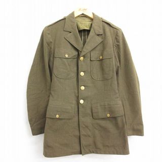 S★古着 長袖 ビンテージ ミリタリー ジャケット 将校服 メンズ 50年代 50s ロング丈 ウール 緑系 グリーン 22dec09 中古 アウター フライト(ダッフルコート)