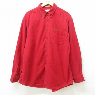 ウールリッチ(WOOLRICH)のXL★古着 ウールリッチ WOOLRICH 長袖 フランネル シャツ メンズ 00年代 00s ロング丈 ボタンダウン 赤 レッド 22nov10 中古 トップス(シャツ)