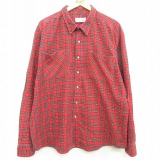 XL★古着 長袖 フランネル シャツ メンズ 90年代 90s 大きいサイズ 赤他 レッド タータンチェック 22nov10 中古 トップス(シャツ)