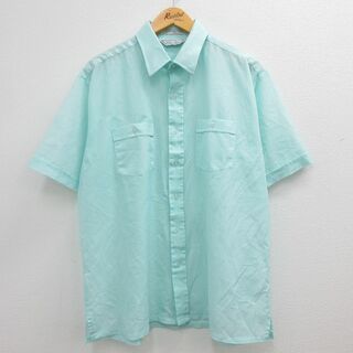 XL★古着 半袖 シャツ メンズ 90年代 90s 大きいサイズ 薄緑 グリーン 22aug08 中古 トップス(シャツ)