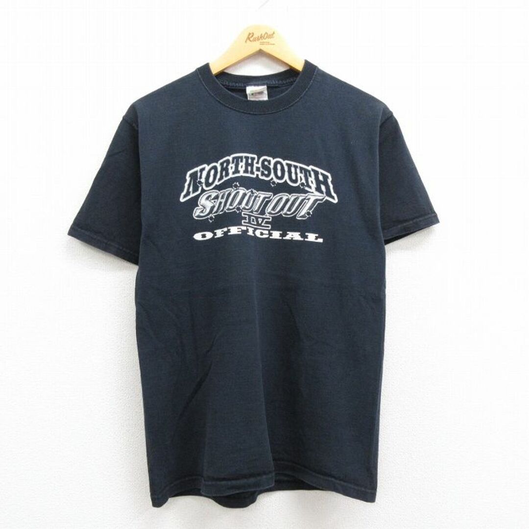 M★古着 半袖 ビンテージ Tシャツ メンズ 00年代 00s SHOOT OUT モータースポーツ コットン クルーネック 紺 ネイビー 22jul20 中古 メンズのトップス(Tシャツ/カットソー(半袖/袖なし))の商品写真