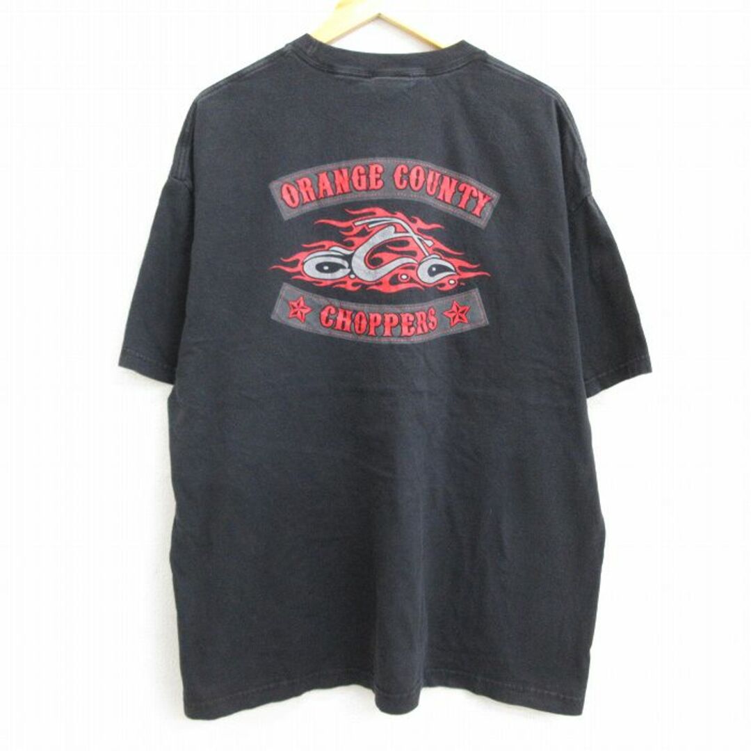 XL★古着 半袖 ビンテージ Tシャツ メンズ 00年代 00s バイク オレンジカウンティチョッパーズ 大きいサイズ コットン クルーネック 黒 ブラック 22jul20 中古 メンズのトップス(Tシャツ/カットソー(半袖/袖なし))の商品写真