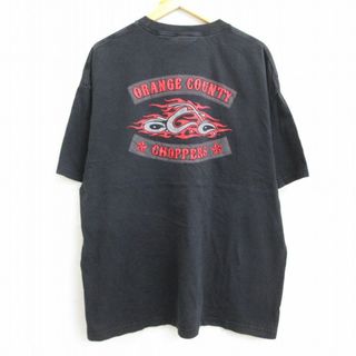 XL★古着 半袖 ビンテージ Tシャツ メンズ 00年代 00s バイク オレンジカウンティチョッパーズ 大きいサイズ コットン クルーネック 黒 ブラック 22jul20 中古(Tシャツ/カットソー(半袖/袖なし))