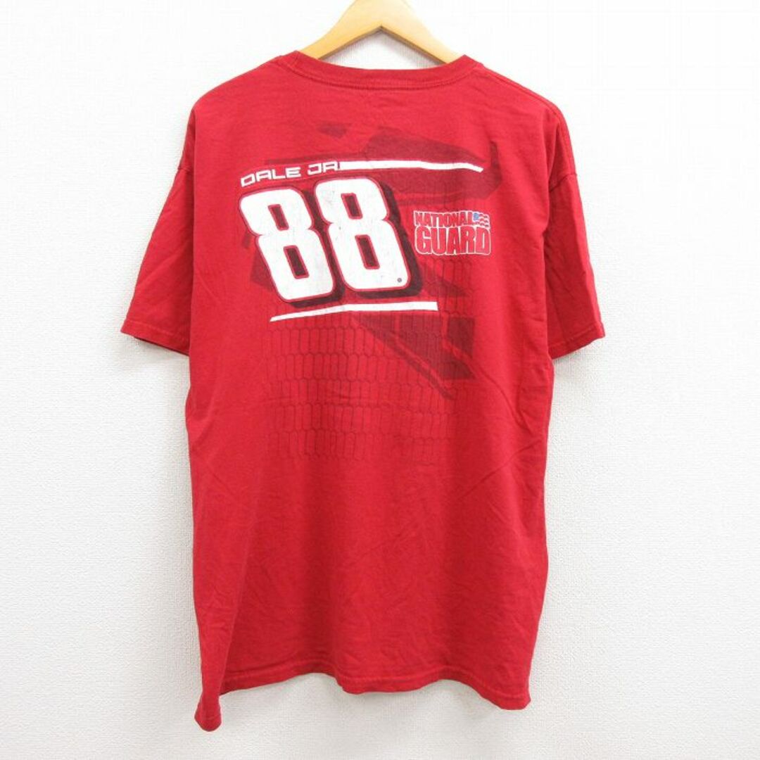 XL★古着 半袖 Tシャツ メンズ レーシングカー デイルアーンハートジュニア NASCAR コットン クルーネック 赤 レッド 22jul21 中古 メンズのトップス(Tシャツ/カットソー(半袖/袖なし))の商品写真