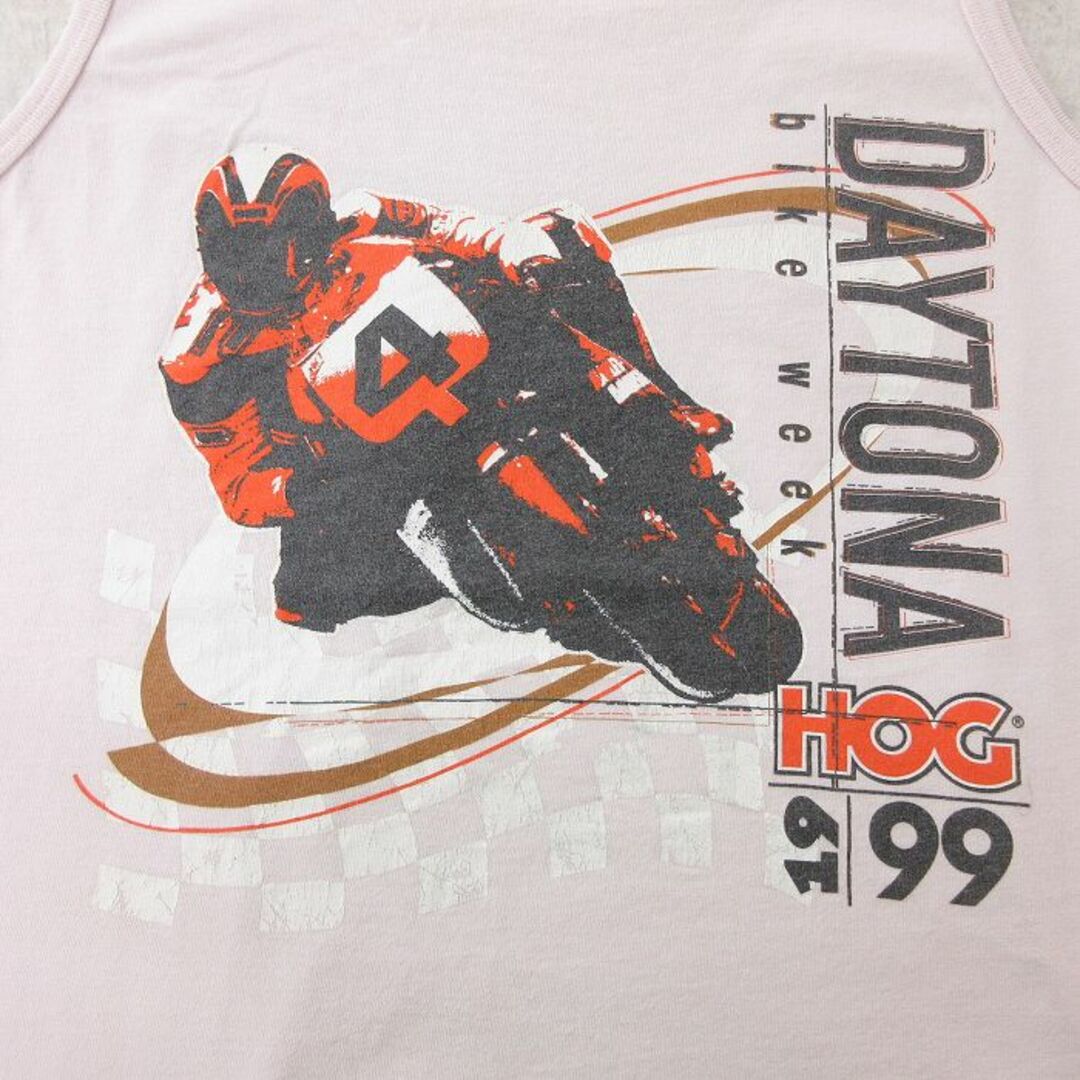 L★古着 ビンテージ タンクトップ メンズ 90年代 90s バイク デイトナ HOG コットン クルーネック 薄ピンク 22jul20 中古 メンズのトップス(タンクトップ)の商品写真