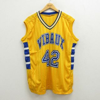 XL★古着 ビンテージ ノースリーブ Tシャツ メンズ 00年代 00s ウィボー 42 Vネック 黄他 イエロー 22aug04 中古(タンクトップ)