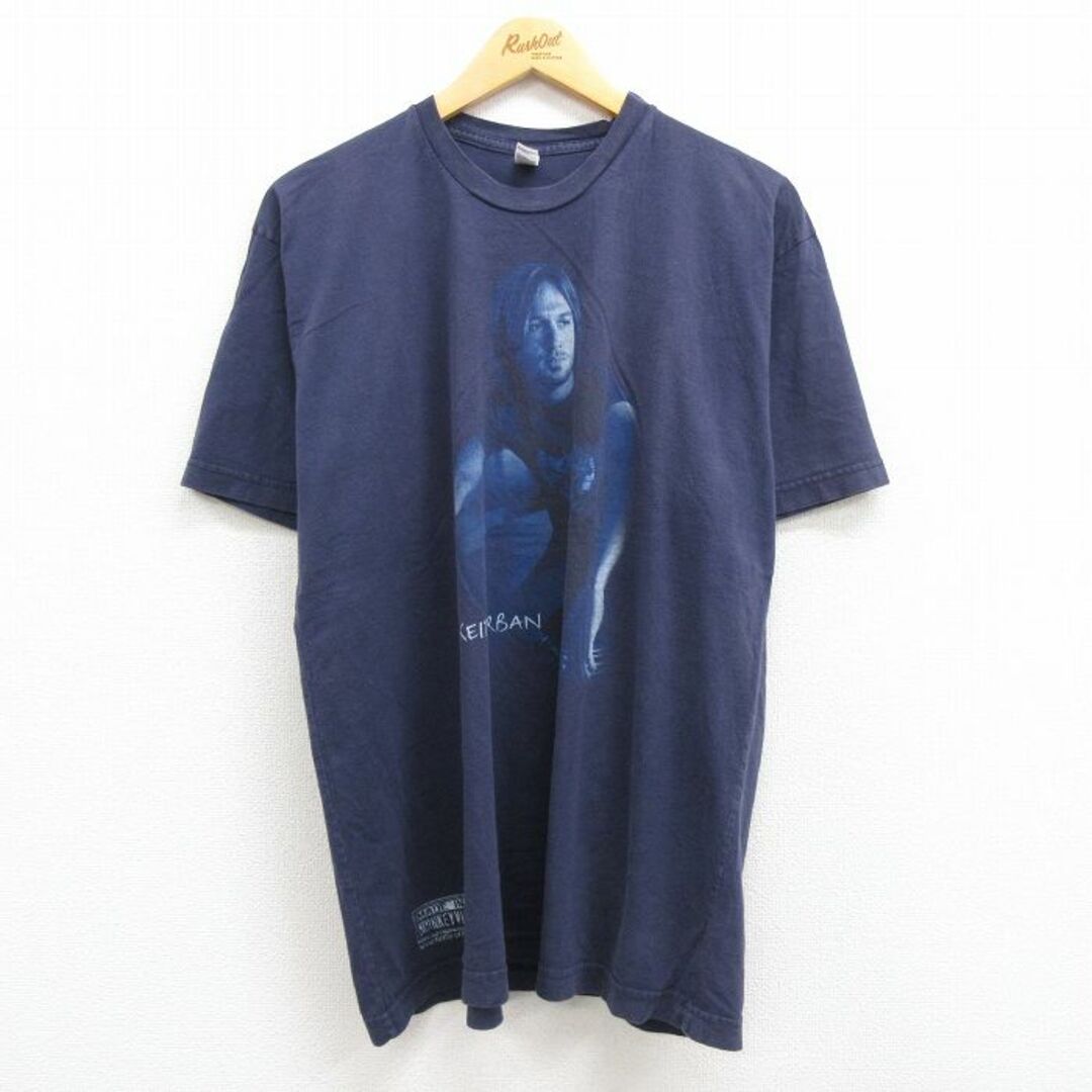 American Apparel(アメリカンアパレル)のXL★古着 アメリカンアパレル AMERICAN APPAREL 半袖 ビンテージ ロック バンド Tシャツ メンズ 00年代 00s キースアーバン コットン クルーネック USA製 紺 ネイビー 22aug08 中古 メンズのトップス(Tシャツ/カットソー(半袖/袖なし))の商品写真