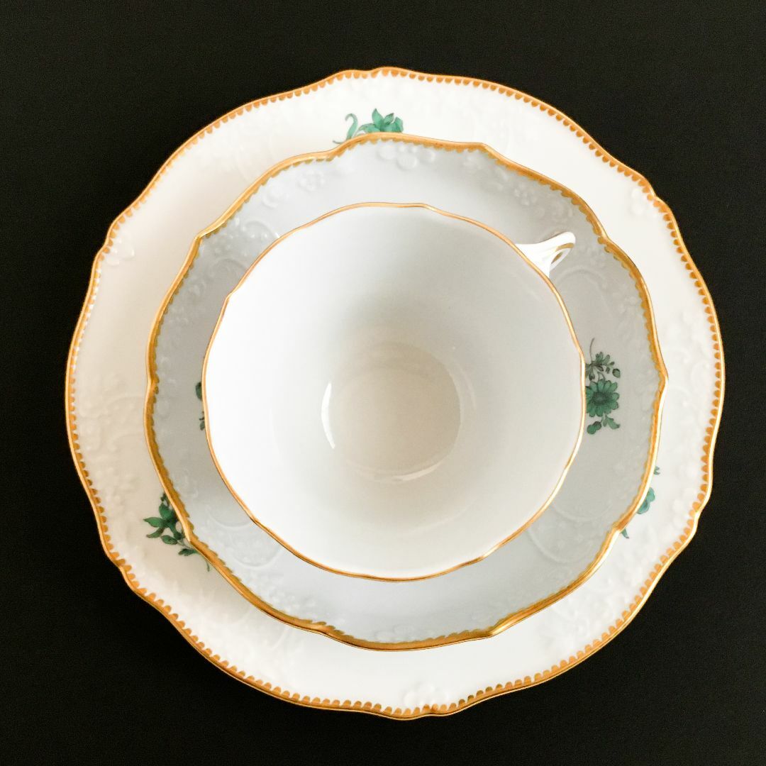 MEISSEN - マイセン 金彩 花文 ワトーグリーン ノイマルセイユ MEISSEN - マイセン 金彩 花文 ワトーグリーン ノイマルセイユ