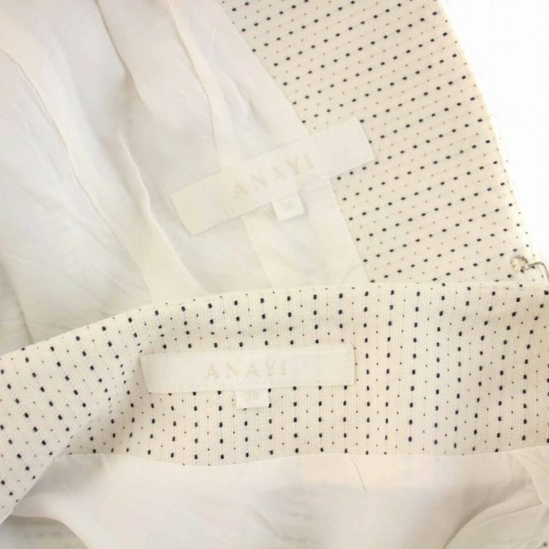 ANAYI(アナイ)のアナイ スーツ セットアップ ジャケット スカート ひざ丈 ピンドット 38 白 レディースのフォーマル/ドレス(スーツ)の商品写真