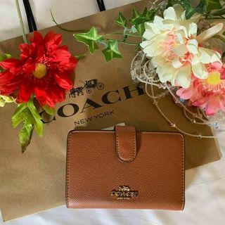 COACH コーチ 二つ折り シンプル サドルブラウン(財布)