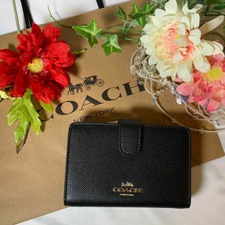 COACH コーチ 二つ折り財布 シンプル ブラック スリムベルト(財布)