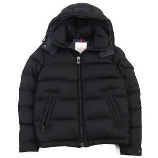 モンクレール(MONCLER)の美品○MONCLER モンクレール 2019年製 E20914033805 54272 MONTGENEVRE GIUBBOTTO モンジュネーブル ウール100% ロゴワッペン フーデッド ダブルジップ ダウンジャケット ブラック 0 正規品 メンズ(ダウンジャケット)