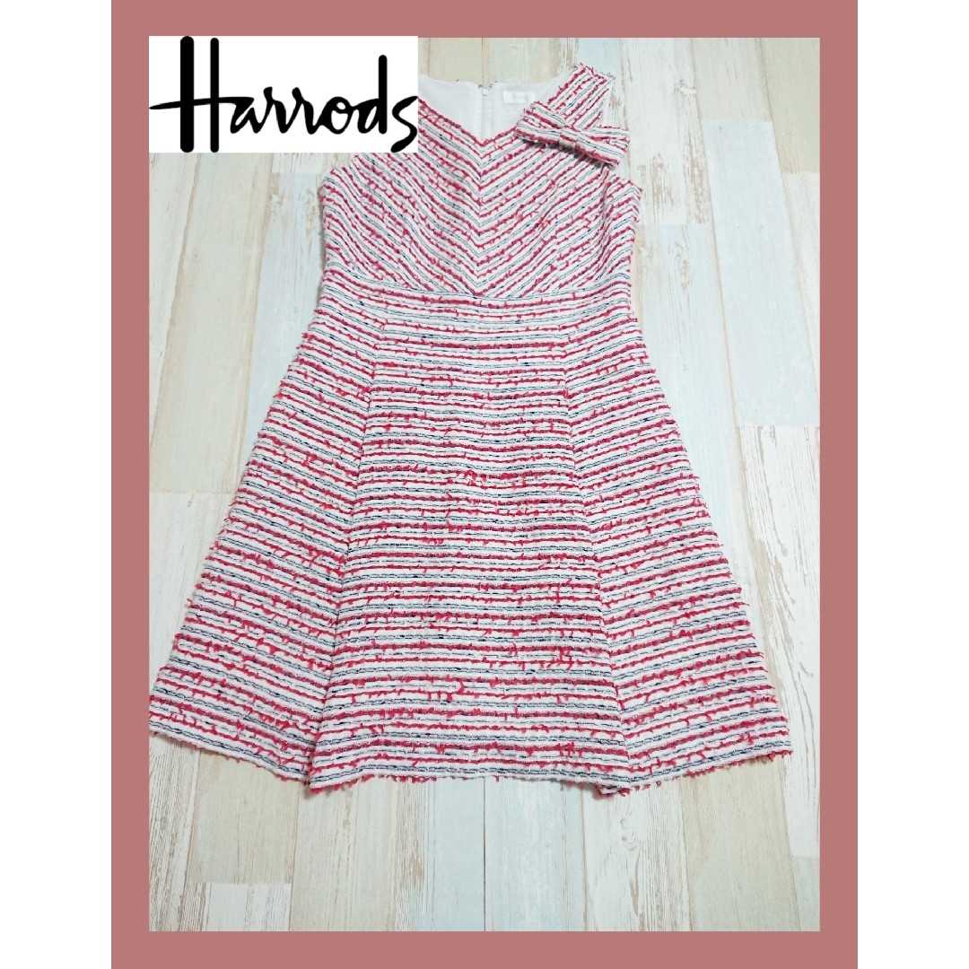 Harrods(ハロッズ)の10【美品】鮮やかな赤色♡Harrods ツイードひざ丈ワンピース レディースのワンピース(ひざ丈ワンピース)の商品写真