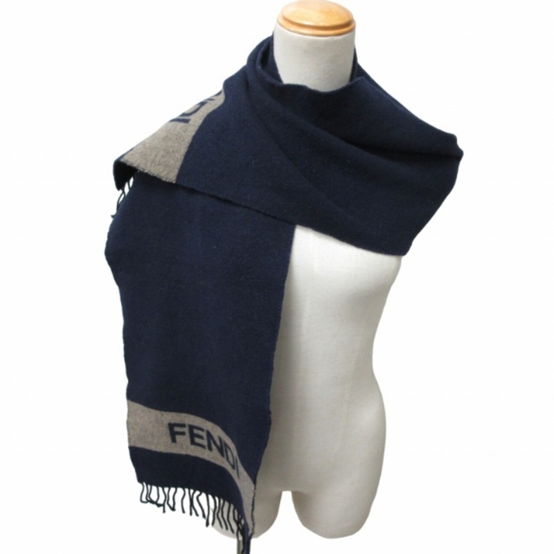 FENDI(フェンディ)のフェンディ FENDI ウールマフラー ストール ショール 紺 IBO48 メンズのファッション小物(マフラー)の商品写真