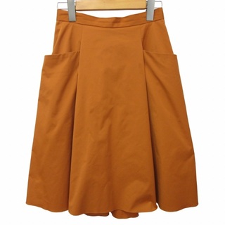 フォクシーニューヨーク スカート プリーツ オレンジ 38 約M IBO48(ひざ丈スカート)