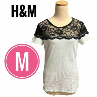 エイチアンドエム(H&M)のH&M Tシャツ　レース　レディース　Mサイズ　半袖(Tシャツ(半袖/袖なし))