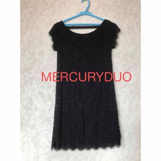 マーキュリーデュオ(MERCURYDUO)のMERCURYDUO ワンピース　ノースリーブ 黒 半袖 レース sizeＦ(ひざ丈ワンピース)