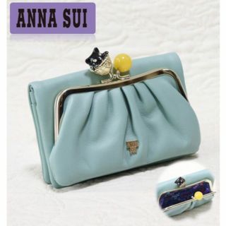 アナスイ(ANNA SUI)の新品タグ付き【アナスイ】インザバスケット 黒猫口金 がま口折り財布 ミント(財布)