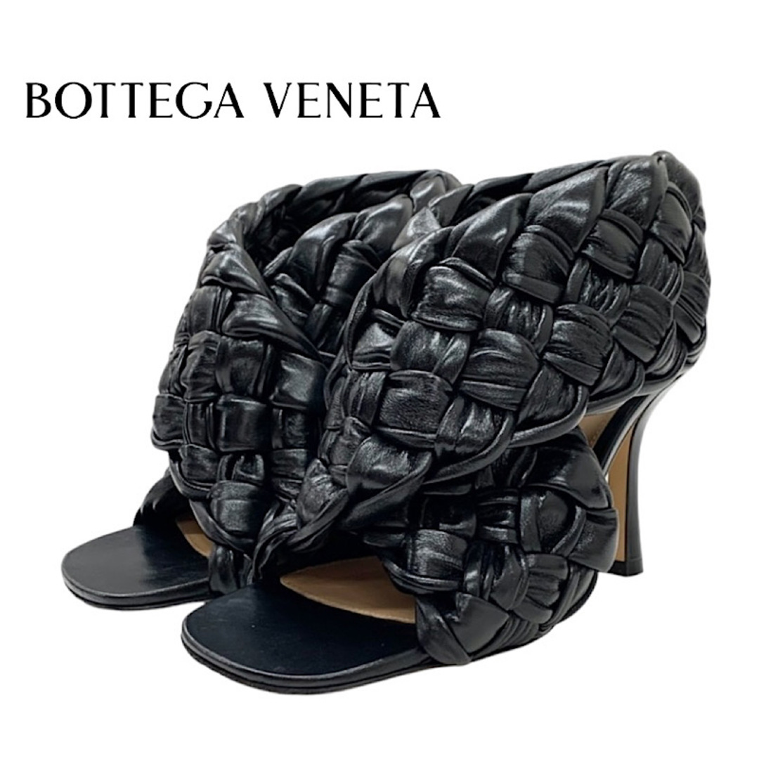 Bottega Veneta(ボッテガヴェネタ)のボッテガヴェネタ BOTTEGAVENETA イントレチャート サンダル 靴 シューズ レザー ブラック クロス ストラップ 編み込み レディースの靴/シューズ(サンダル)の商品写真