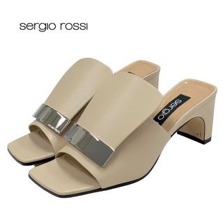 Sergio Rossi - セルジオロッシ sergio rossi sr1 サンダル ミュール 靴 シューズ プレート レザー ベージュ