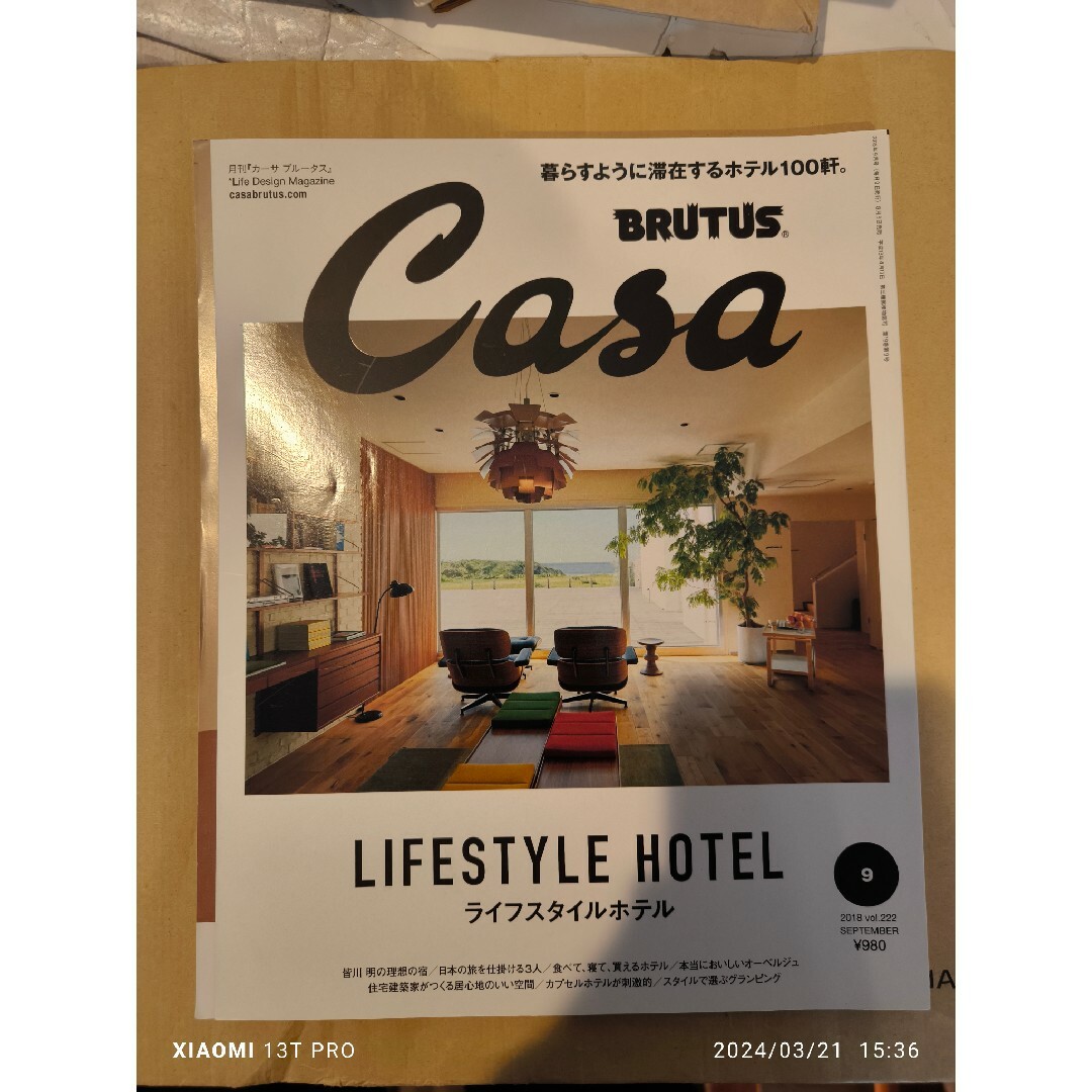 マガジンハウス(マガジンハウス)のCasa BRUTUS 2018年9月号 ライフスタイルホテル エンタメ/ホビーの雑誌(生活/健康)の商品写真