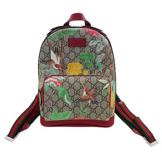 グッチ(Gucci)のグッチ GUCCI バッグ レディース ブランド リュック バックパック GGスプリーム ティアン バード 鳥 マルチ レッド シェリー 427042【中古】(リュック/バックパック)