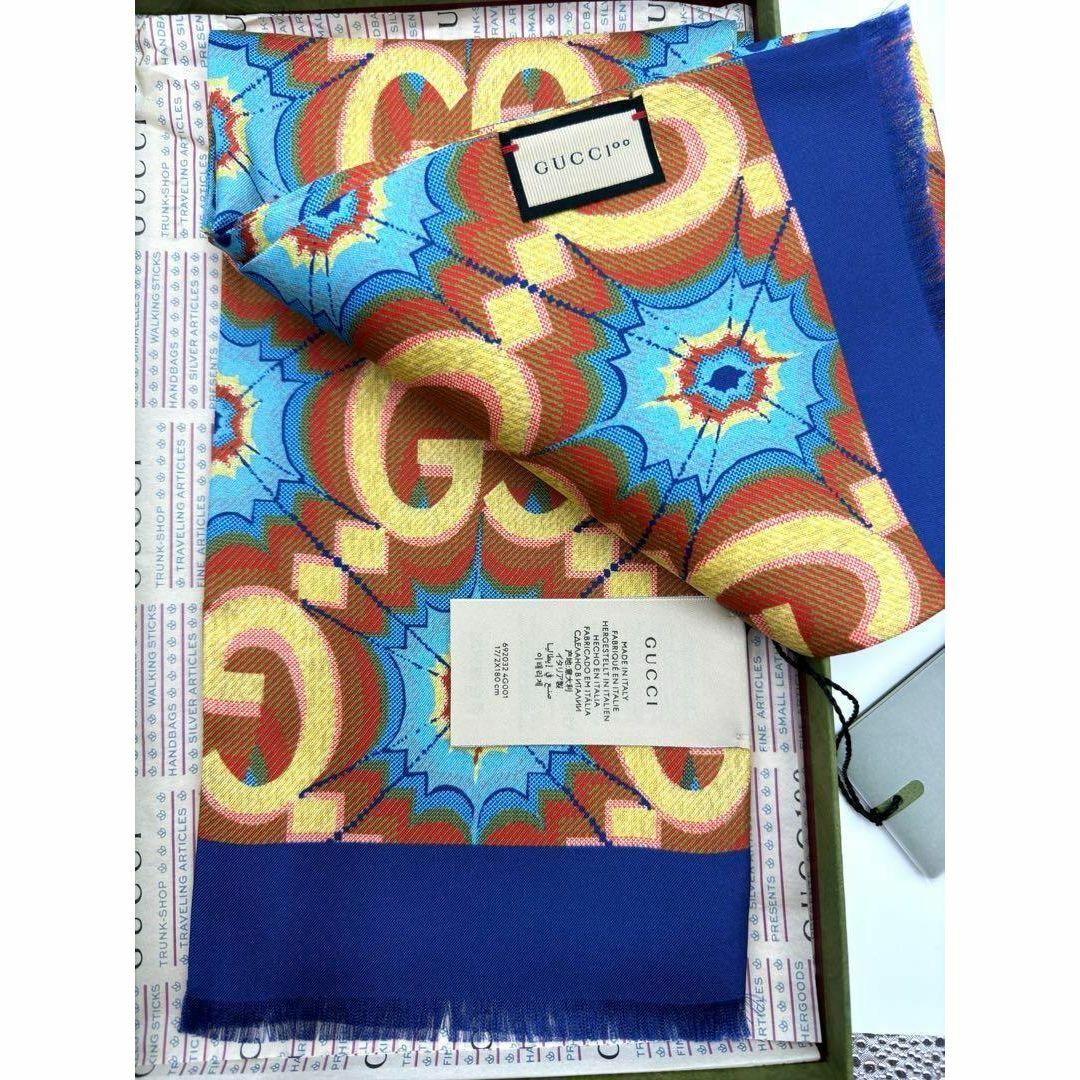 未使用】希少✨GUCCI 100周年限定 スカーフ タグ付 シルク 未使用】希少✨GUCCI 100周年限定 スカーフ タグ付 シルク