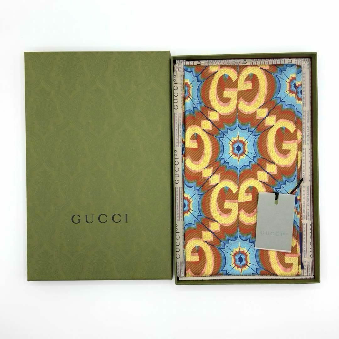 未使用】希少✨GUCCI 100周年限定 スカーフ タグ付 シルク 未使用】希少✨GUCCI 100周年限定 スカーフ タグ付 シルク
