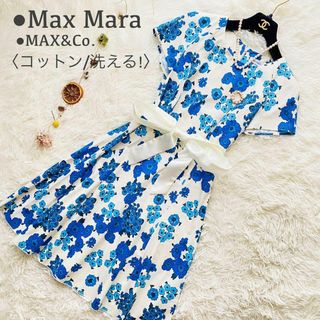 Max Mara - 極美品 マックスマーラ 洗える! 花柄 コットン ストレッチ フレアワンピース