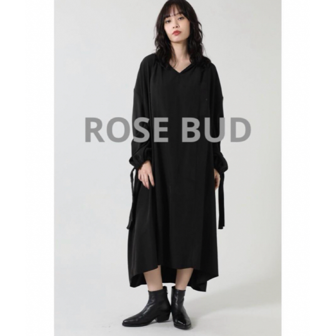 ROSE BUD(ローズバッド)の美品 ROSE BUD ボリュームシルエットワンピース ブラック レディースのワンピース(ロングワンピース/マキシワンピース)の商品写真