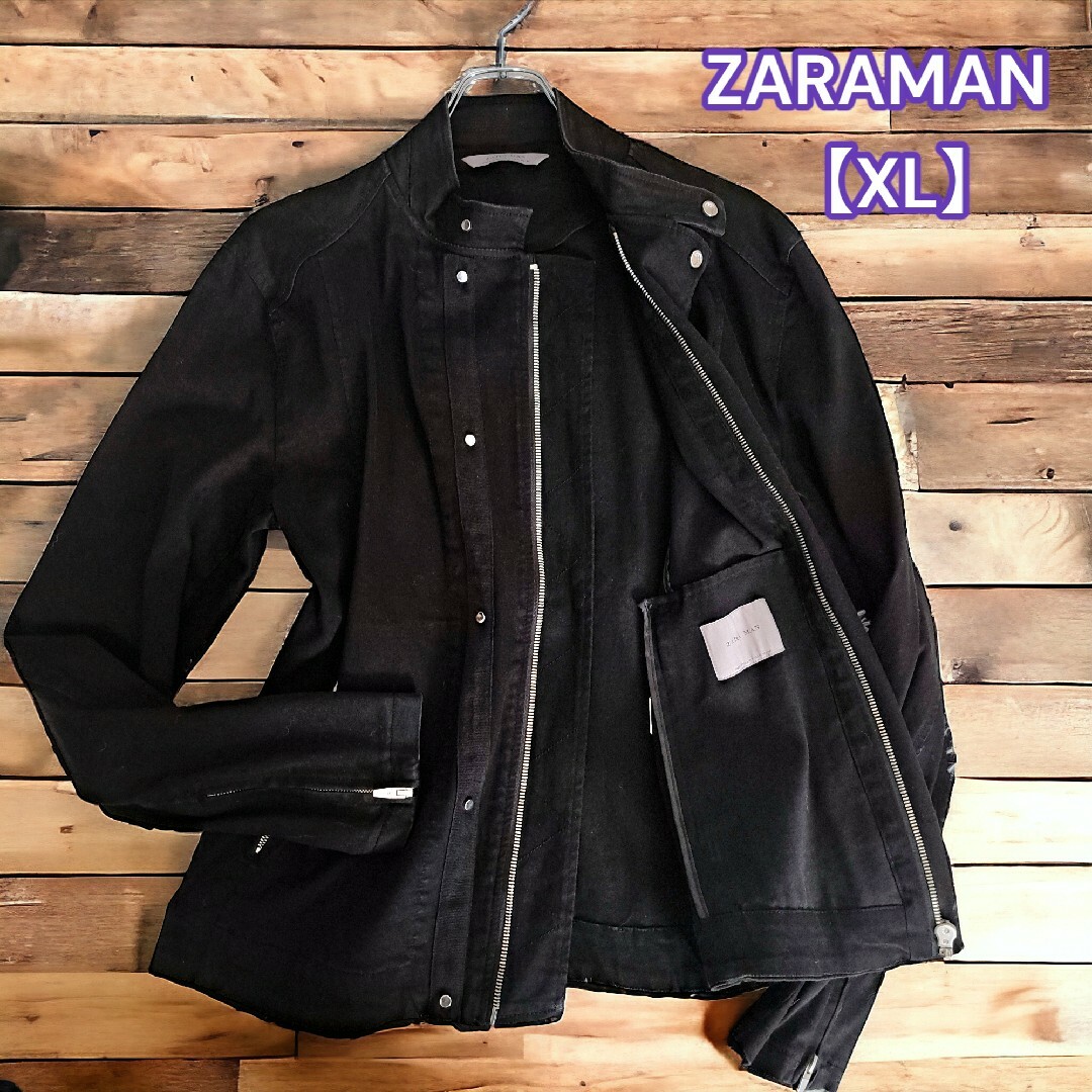 ZARA(ザラ)のZARA MAN【ザラマン】比翼 ジップ ボタン ライダー ブルゾン 黒 XL メンズのジャケット/アウター(ブルゾン)の商品写真