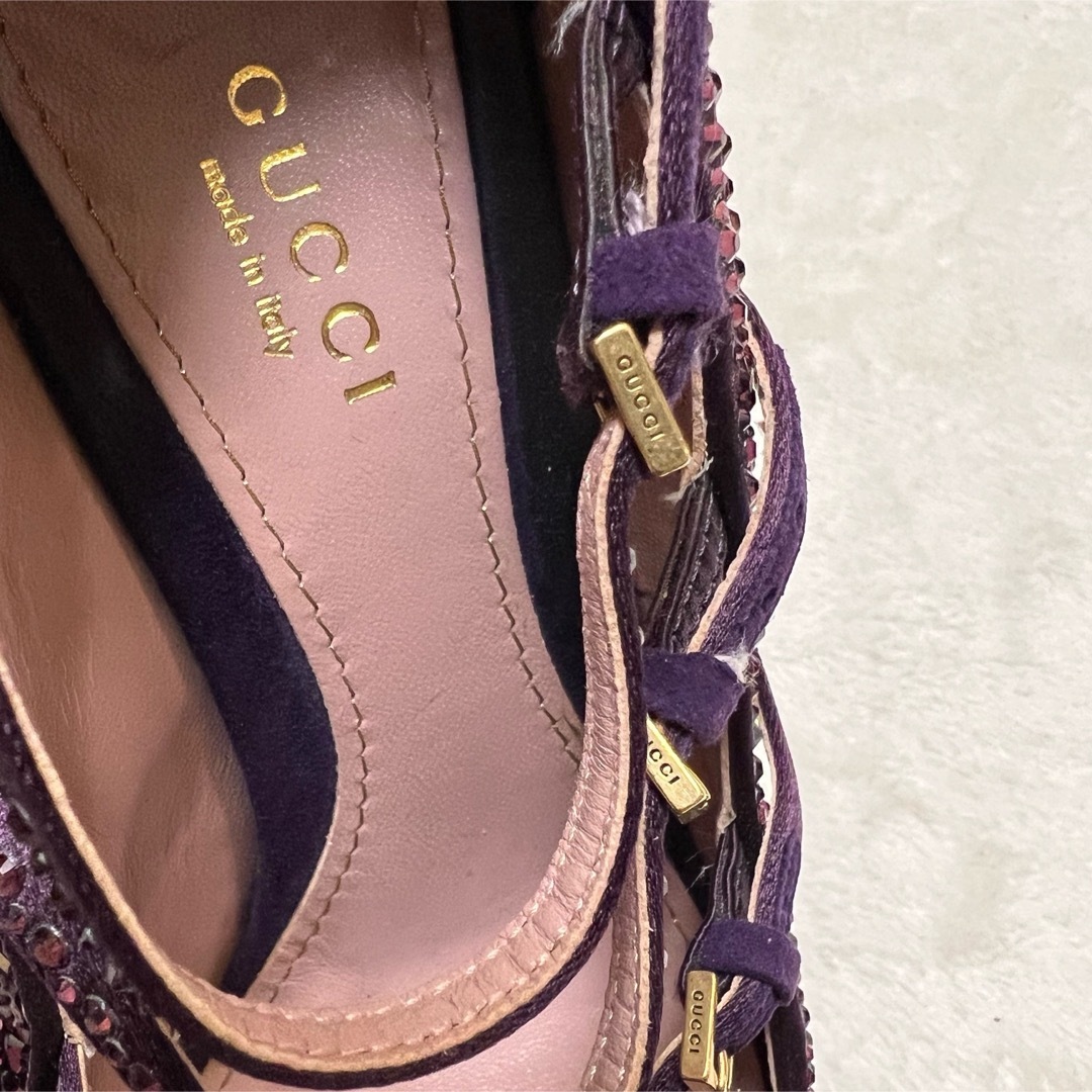 Gucci(グッチ)の【極美品】グッチ GUCCI ストラップ パンプス ヒール 総ラインストーン レディースの靴/シューズ(ハイヒール/パンプス)の商品写真