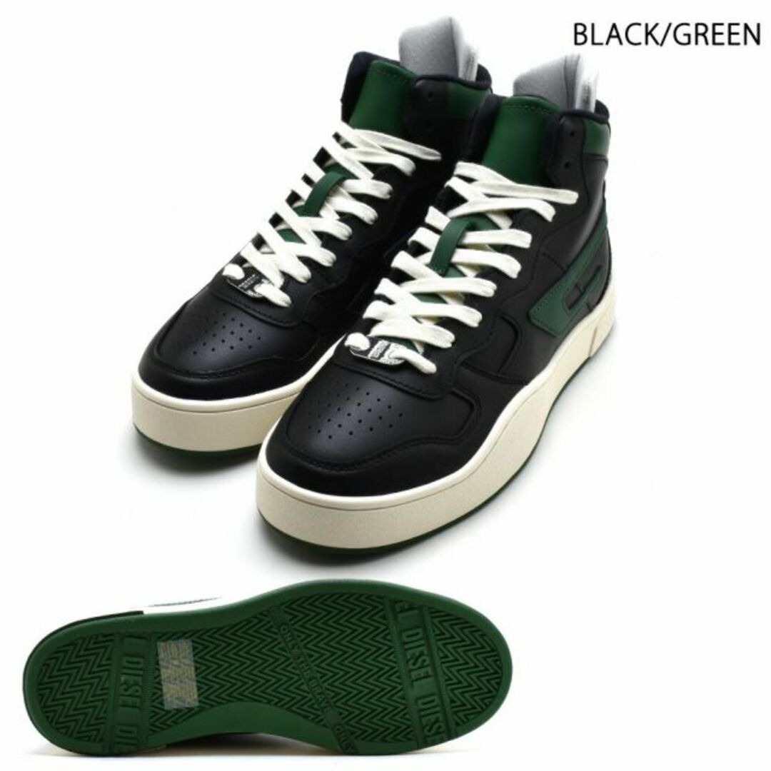 DIESEL(ディーゼル)の【BLACK/GREEN】ディーゼル スニーカー メンズ ミッドカット シューズ 靴 レザー ホワイト レッド グリーン ブラックDIESEL S-UKIYO MID【送料無料】 メンズの靴/シューズ(スニーカー)の商品写真